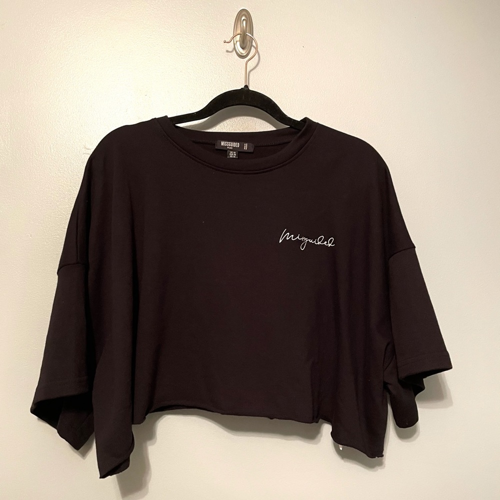 Missguided  Black Co Ord Raw Hem Sweatshirt